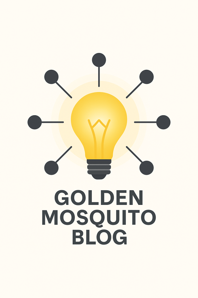 Logo of the Golden Mosquito Blog featuring a light bulb with connecting nodes.